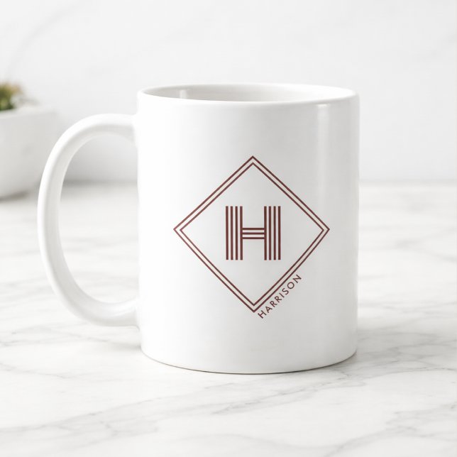 Caneca De Café Coffee Mug | Modern Geometric Monogram Initial (Criador carregado)