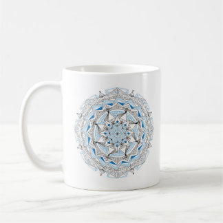 Caneca De Café Coffee Mug Original Mandala Design 2-sided Blue