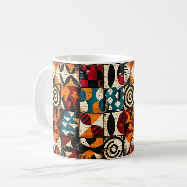 Caneca De Café Coffee Mug, Padrão Tribal Africano (Frente Esquerda)