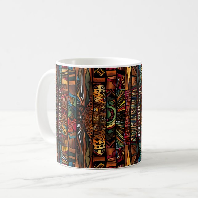 Caneca De Café Coffee Mug, Padrão Tribal Africano (Frente Esquerda)