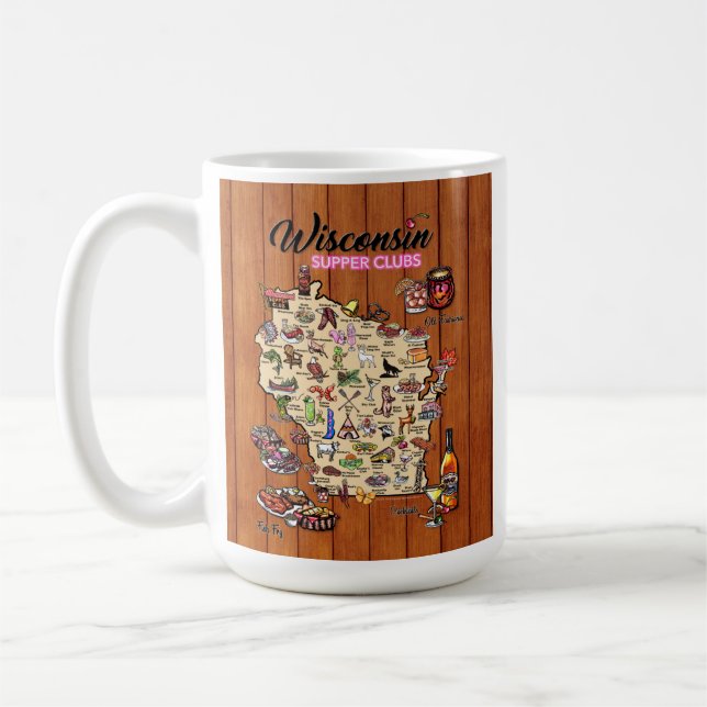 Caneca De Café Coffee Mug - Wisconsin Supper Club Map (Esquerda)