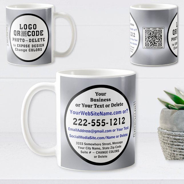 Caneca De Café Coffee Mugs with Company LOGO, QR CODE, PHOTO (Customer appreciation gifts with Logo, QR Code and or Photo. Personalized Promotional gifts. Product)
