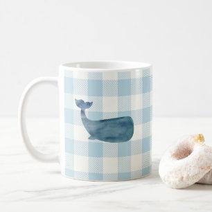Caneca De Café Coffee Padrado de Verificação Azul de Baleia