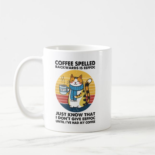 Caneca De Café Coffee Spelled Backwards Is EEFFOC – Funny Caffein (Esquerda)