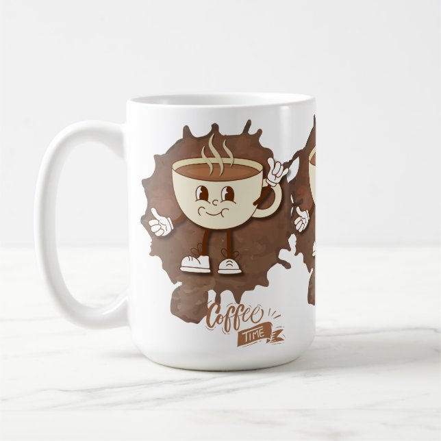 Caneca De Café **Coffee Time – Cute Smiling Cup Steam  (Esquerda)