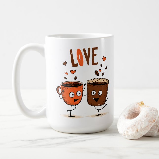 Caneca De Café Coffee Vibes Minimalist Latte Art  (Com Donut)