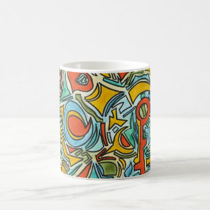 Caneca De Café Cofre do Tesouro-Arte abstrata pintada à mão