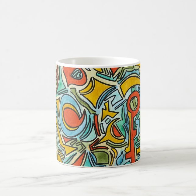 Caneca De Café Cofre do Tesouro-Arte abstrata pintada à mão (Centro)