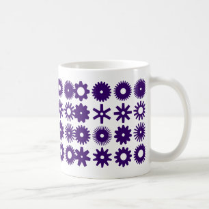 Caneca De Café Cogs - Deep Purple on White