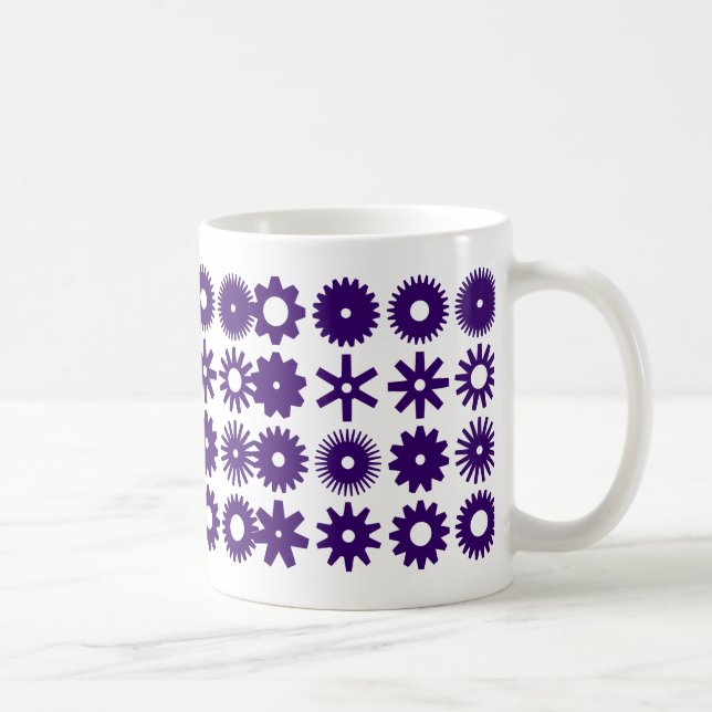Caneca De Café Cogs - Deep Purple on White (Direita)