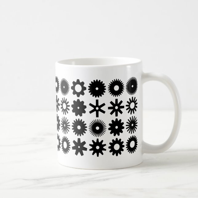 Caneca De Café Cogs - Preto em Branco (Direita)