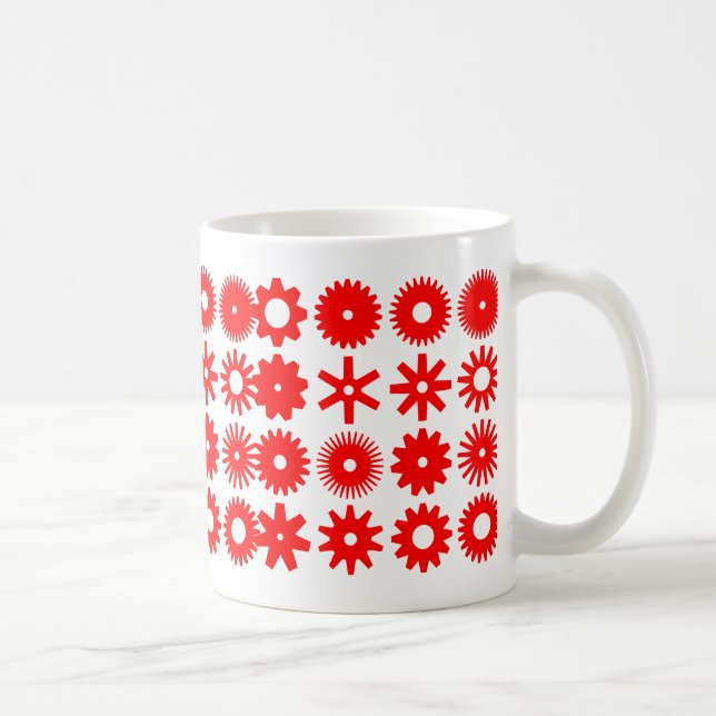 Caneca De Café Cogs - Vermelho em Branco (Direita)