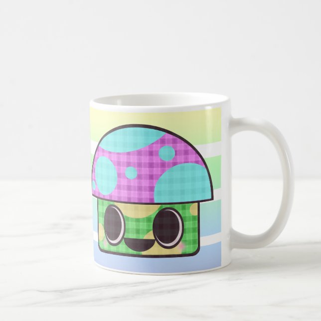 CANECA DE CAFÉ COGUMELO KAWAII XADREZ PATCHWORK PLAID (Direita)
