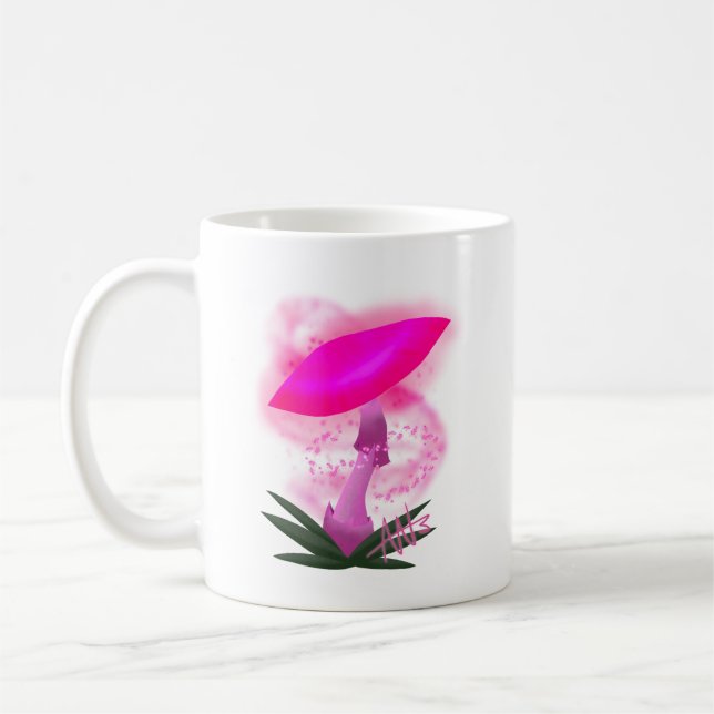 Caneca De Café Cogumelo Rosa bonito (Esquerda)