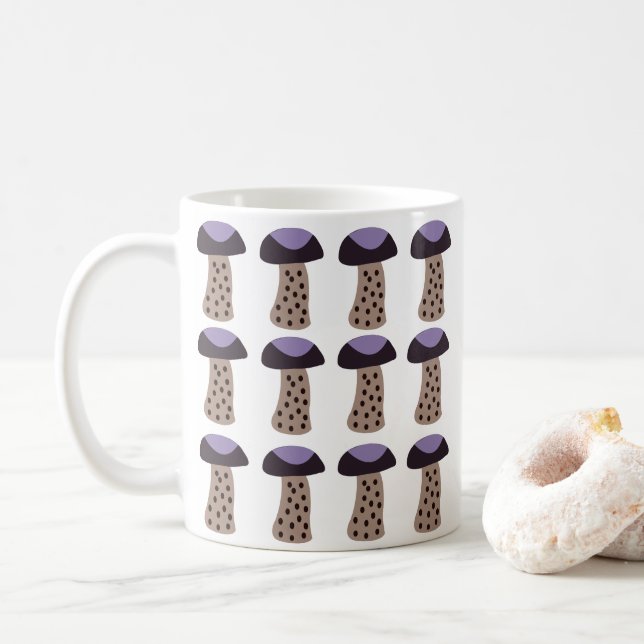 Caneca De Café Cogumelo Roxo (Com Donut)