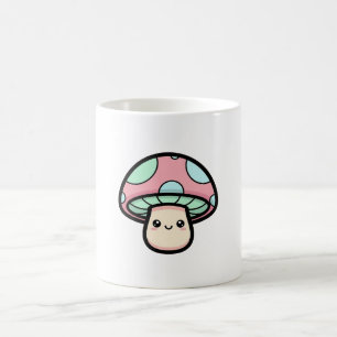 Caneca De Café Cogumelo Sorridente – Ilustração Kawaii Fofa