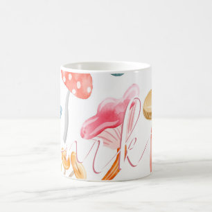 Caneca De Café Cogumelos em Aquarela Pastel