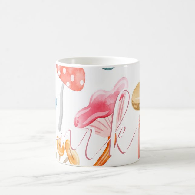 Caneca De Café Cogumelos em Aquarela Pastel (Centro)