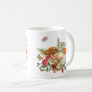 Caneca De Café Cogumelos Florestais Selvagens, Berries, Bolotas