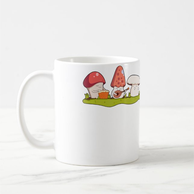 Caneca De Café Cogumelos Tocando Música - Botânico Flores Naturez (Esquerda)