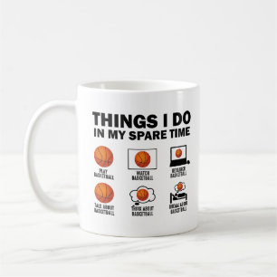 Caneca De Café Coisas que Eu Faço no Meu Tempo Livre Basquetebol