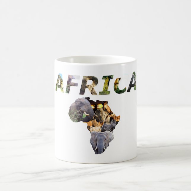 Caneca De Café Colagem África continental afro-selvagem (Centro)