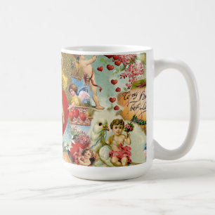 Caneca De Café Colagem bonita do querubim do amor dos namorados
