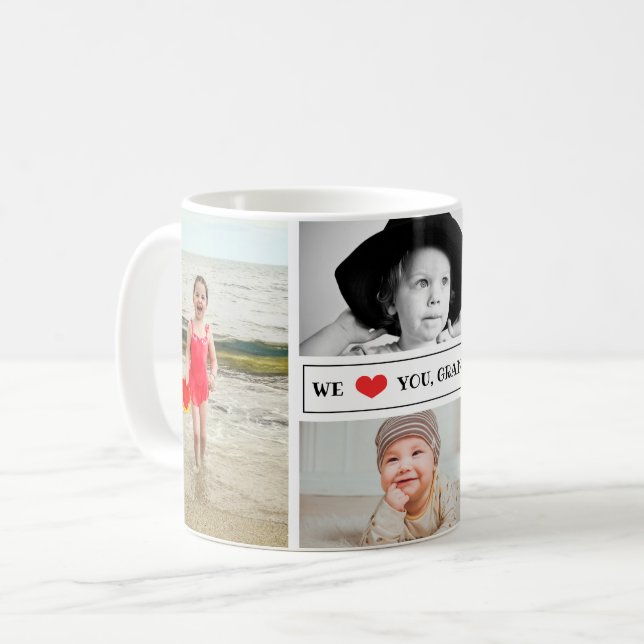 Caneca De Café Colagem da foto nós amamo-lo avó (Frente Esquerda)