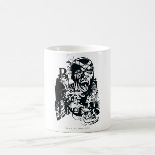 Caneca De Café Colagem da mão preta e do crânio