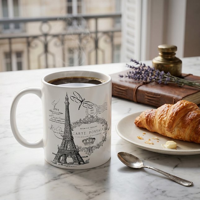 Caneca De Café colagem da torre Eiffel (Criador carregado)