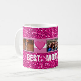 Caneca De Café Colagem das fotos do costume 3 do rosa | do dia