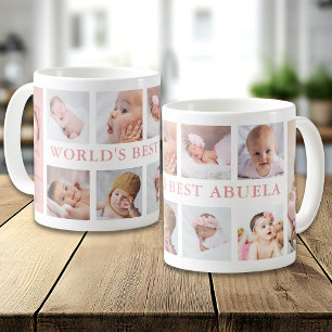 Caneca De Café Colagem de 10 Fotos Moderna Rosa Melhor Avó do Mun
