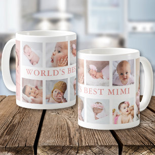 Caneca De Café Colagem de 10 Fotos Moderna Rosa Melhor Mimi do Mu