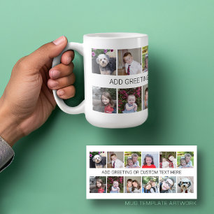 Caneca De Café Colagem de 12 Fotos Instagram com Uma Linha de Tex