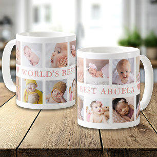Caneca De Café Colagem de 12 Fotos Moderna Rosa Melhor Avó do Mun