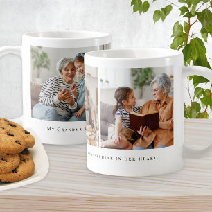 Caneca De Café Colagem de 3 Fotos Avó Citação Personalizada