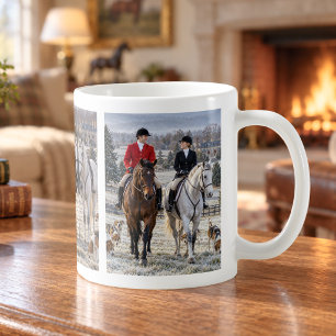 Caneca De Café Colagem de 3 Fotos de Amante de Cavalos Equestre