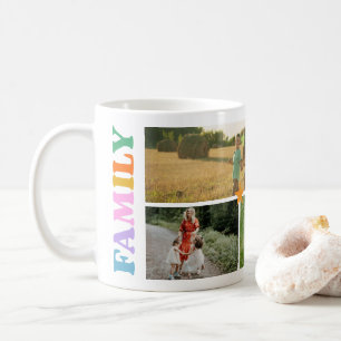 Caneca De Café Colagem de 4 fotos da família com tipografia moder
