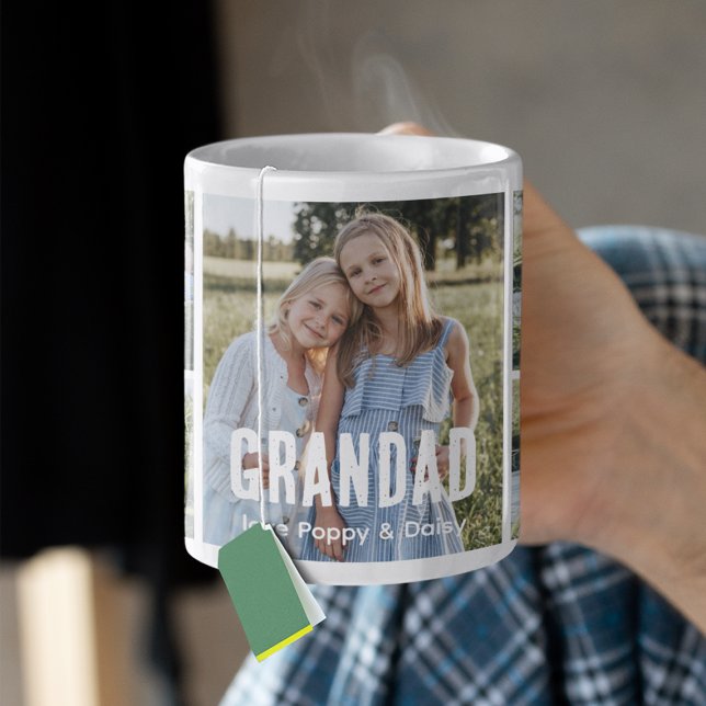 Caneca De Café Colagem de 5 Fotos do Avô na Moda (Criador carregado)