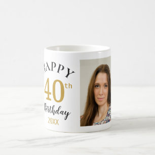 Caneca De Café Colagem de 5 Fotos Personalizada Feliz Aniversário