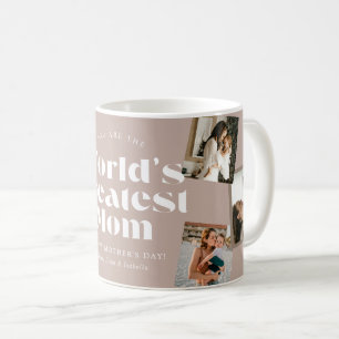 Caneca De Café Colagem de 6 Fotos Dusty Pink Melhor Mãe do Mundo