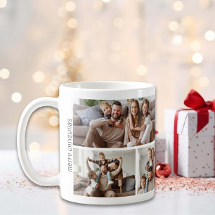 Caneca De Café Colagem de 7 Fotos de Natal Família