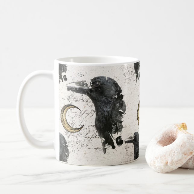 Caneca De Café Colagem de Alquimia de Raven (Com Donut)