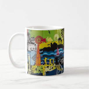 Caneca De Café Colagem de Arte de Grafite muito Legal e Colorida
