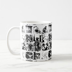 Caneca De Café COLAGEM DE ARTE preto e branco