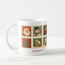 Caneca De Café Colagem de Carimbo de Natal Retroativo Personaliza