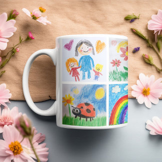 Caneca De Café Colagem de Desenhos e Artes Infantis