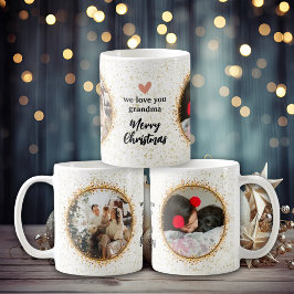 Caneca De Café Colagem de Fotografias com Glitter Moderno de Nata