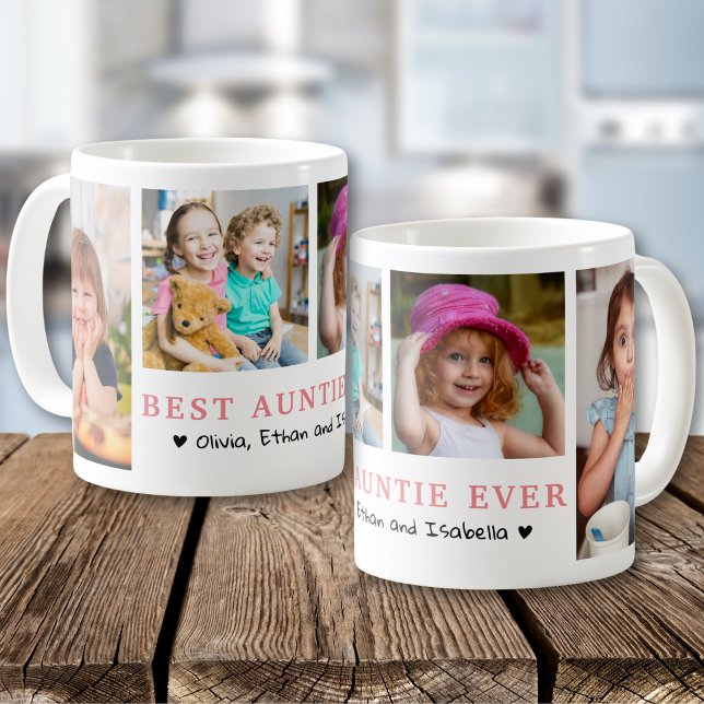 Caneca De Café Colagem de Fotografias da Melhor Tia Personalizada (Criador carregado)
