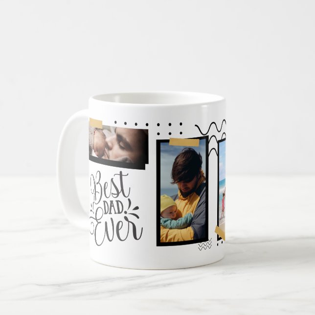 Caneca De Café Colagem de Fotografias de Dia de os pais Personali (Frente Esquerda)